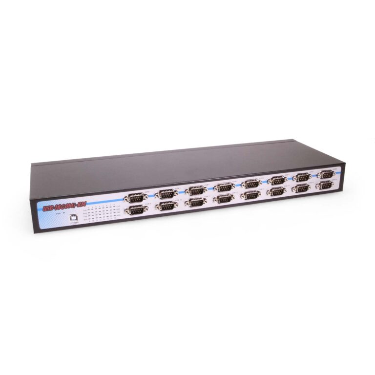 16 Port USB to RS-232 422/485 Metal Serial Adapter DIN-Rail Mount