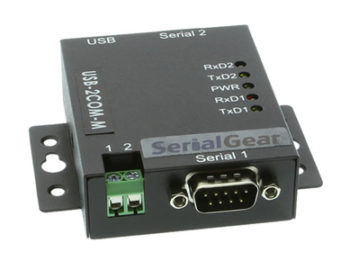 USB-2COM-M DB-9 and terminal connector ports