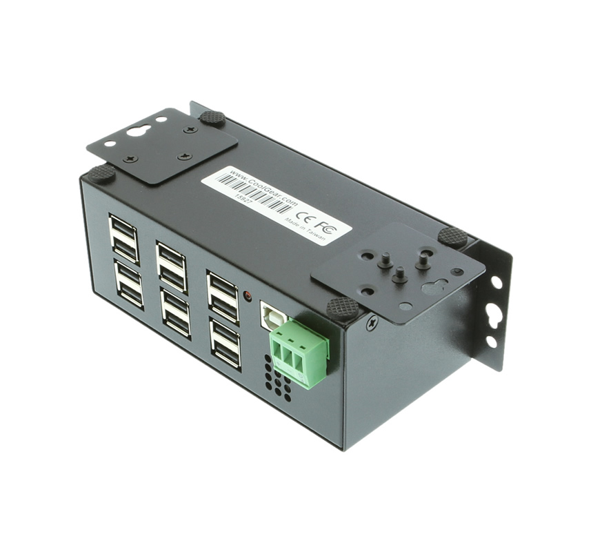 Industrial 12 port usb 2 0 powered hub for pc mac din rail mount coolgear