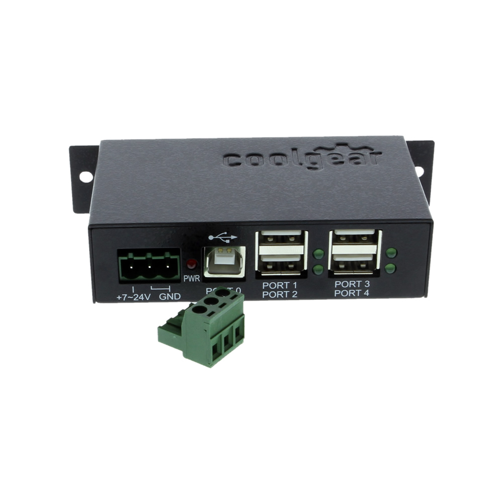 Industrial 4Port USB 2.0 Powered Hub for PCMAC DINRAIL Mount Coolgear