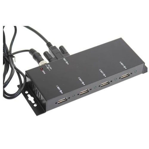 Metal 4 port usb 2 0 powered hub for industrial use w screw lock