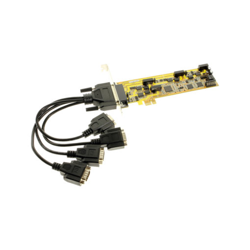 4 Port Serial Breakout Cable Attached to PCIe Card