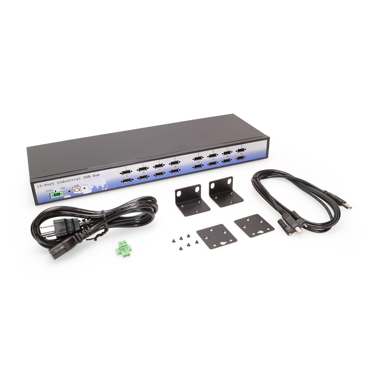 Kirsebær Lily Fisker 16 Port USB 2.0 Rack-Mountable Hub w/ Internal Power Supply, ESD Surge  Protection, & Port Status LEDs - Coolgear