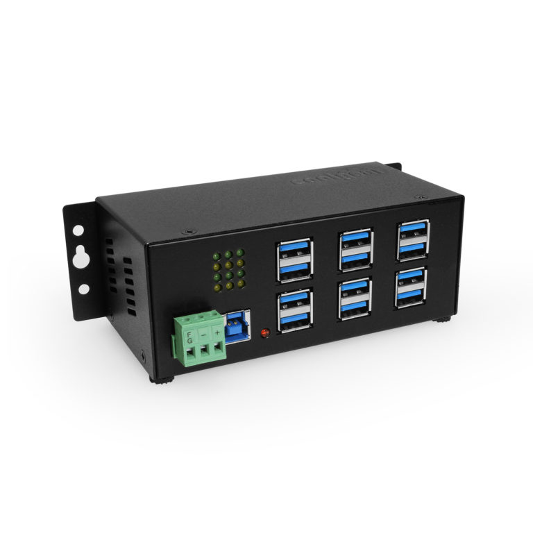 12 Port Industrial USB 3.2 Gen 1 Hub w/ Port Status LEDs 12 Port Industrial Hub