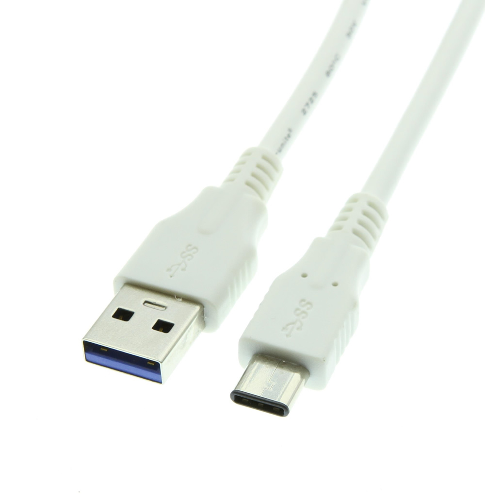 USB-C Type A to C USB 3.0 3ft White Cable - Coolgear