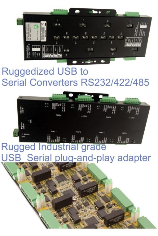 8-Port Terminal Block RS232/422/485 to USB Adp – ISO/Surge Protection Adapter Isolation