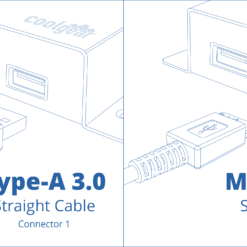 Diagram showing USB 3.0 Type A straight cable and a USB 3.0 Micro B straight cable
