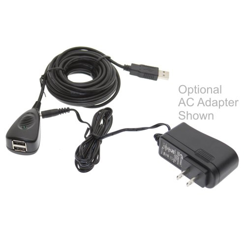 16ft 2 Port NEC USB 2.0 Active Extension Cable – With AC Adapter