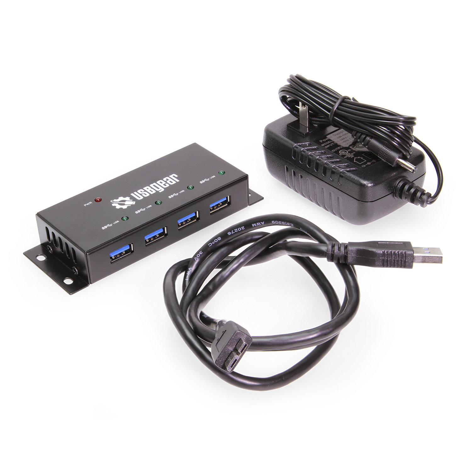 USBGear 4-Port USB 3.2 Gen 1 Mountable Charging and Data Hub