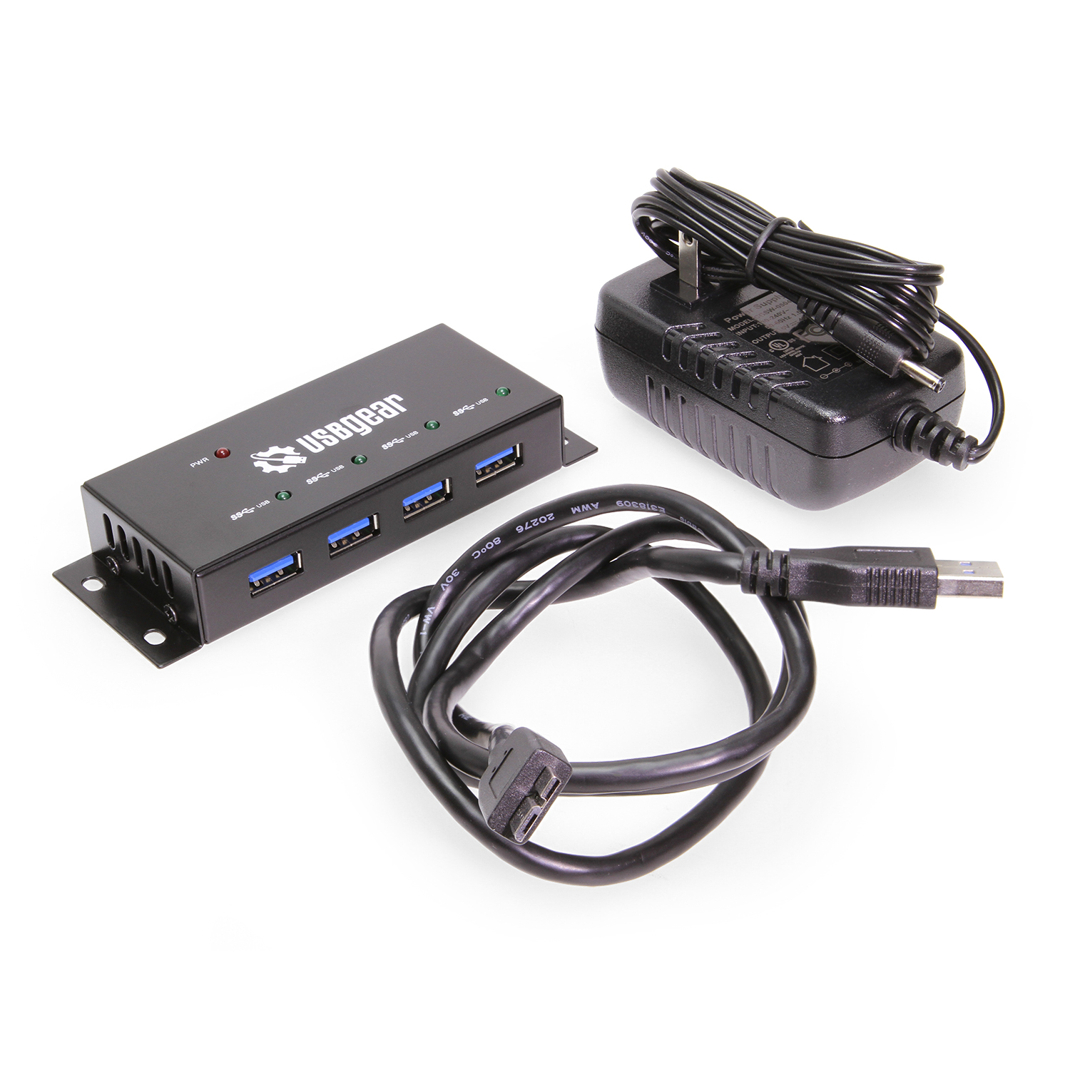 4 Port USB 3.2 Gen 1 Mini High-Power Hub w/ Port Status LEDs - Coolgear