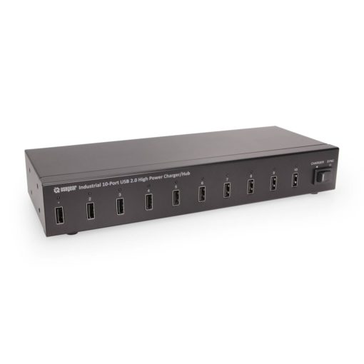 10 Port USB 2.0 Industrial High Power 2.1A Charger Hub w/ ESD Surge Protection & Port Status LEDs USB 2.0 Charger Hub