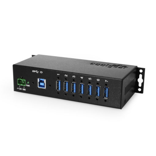 7 Port USB 3.2 Gen 1 Hub w/ Surge Protection & Screw-Locking Ports