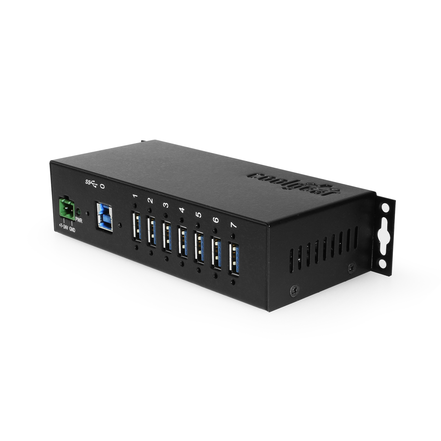 7 Port USB 3.2 Gen 1 Hub w/ Surge Protection & Screw-Locking Ports