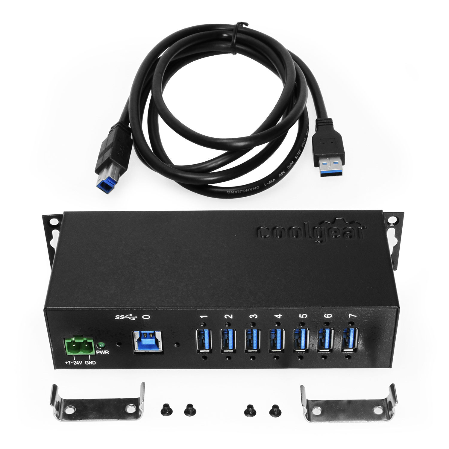 7Port USB 3 Hub with with DinRail Mount Coolgear