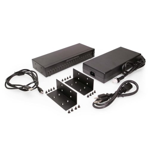 20 Port USB 2.0 Industrial High Power 2.4A Charging Hub w/ ESD Surge Protection & Port Status LEDs