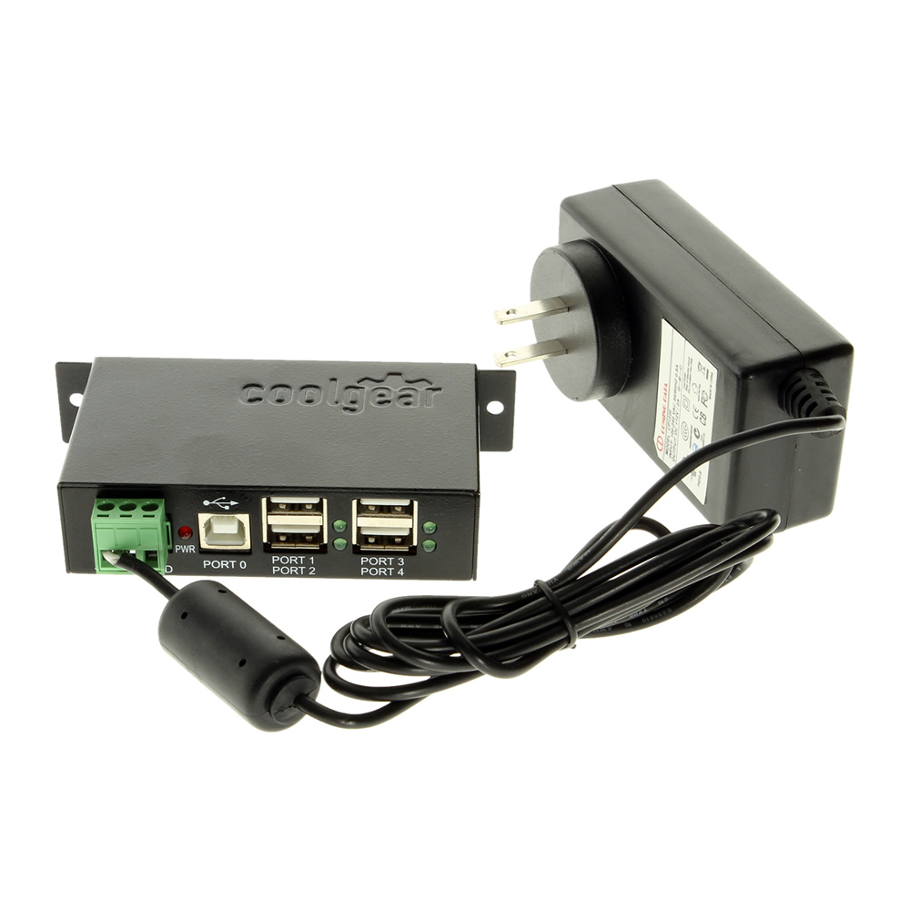 Industrial 4 Port USB 2.0 Powered Hub with Power Adapter for PC