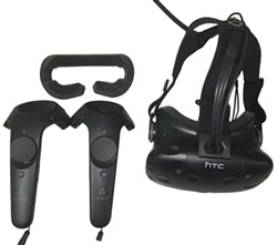 Vive Virtual Reality headset and paddle controllers