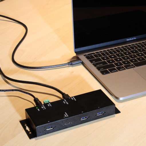 4 Port USB 3.2 Gen 1 Type-C Power Delivery Hub w/ ESD Surge Protection & Screw Locking Ports