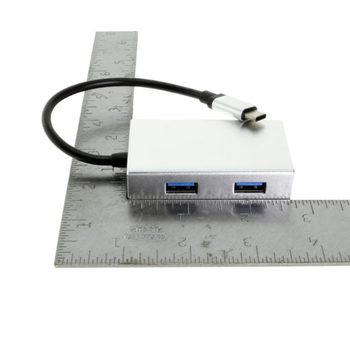 USB-C to 4 Port Aluminum Hub Size