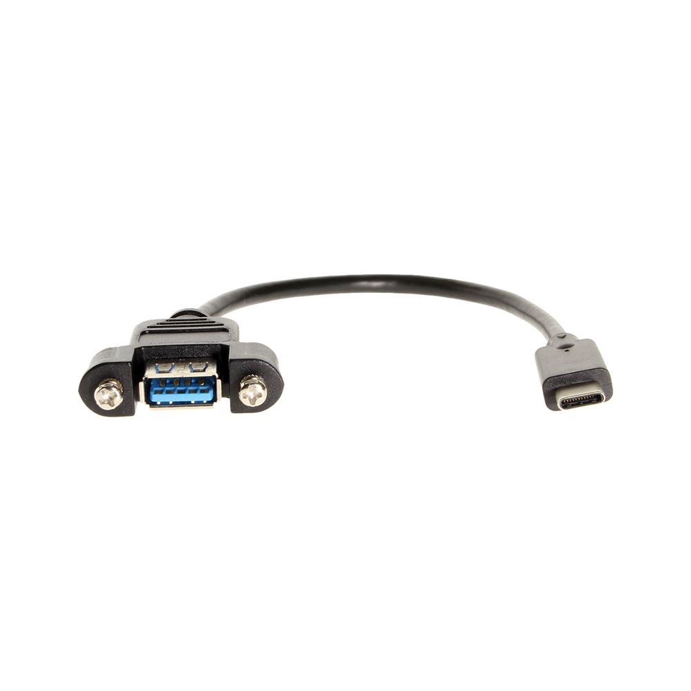 USB Type-C Male to USB 3.1 Type-A Female Panel Mount Cable Coolgear