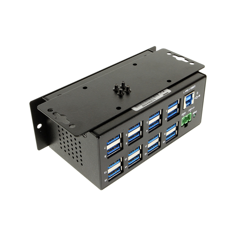 16Port USB 3.1 Gen1 Metal Hub w/15KV ESD Surge Protection and DIN Rail