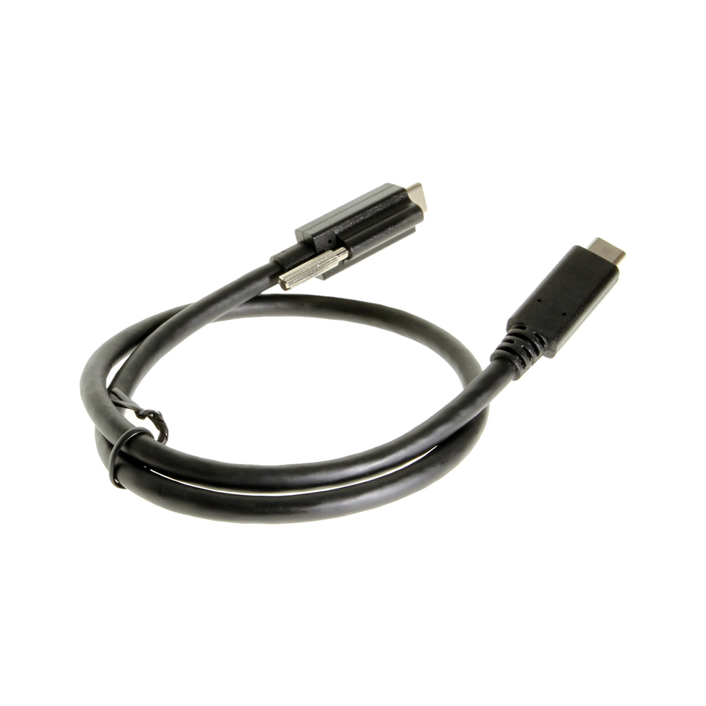USB Single Screw Lock TypeC to C Male 1/2 Meter Cable 10GB Data 3A