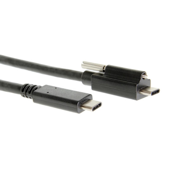 USB Single Screw Lock TypeC to C Male 1 Meter Cable 10GB Data 3A Power