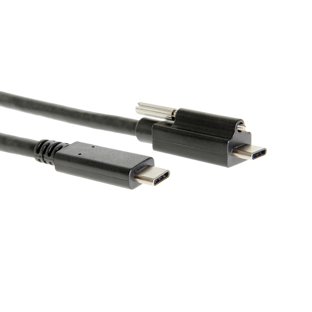 USB Single Screw Lock TypeC to C Male 1 Meter Cable 10GB Data 3A Power