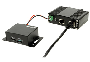 22W Type-C PoE power adapter connected to a splitter