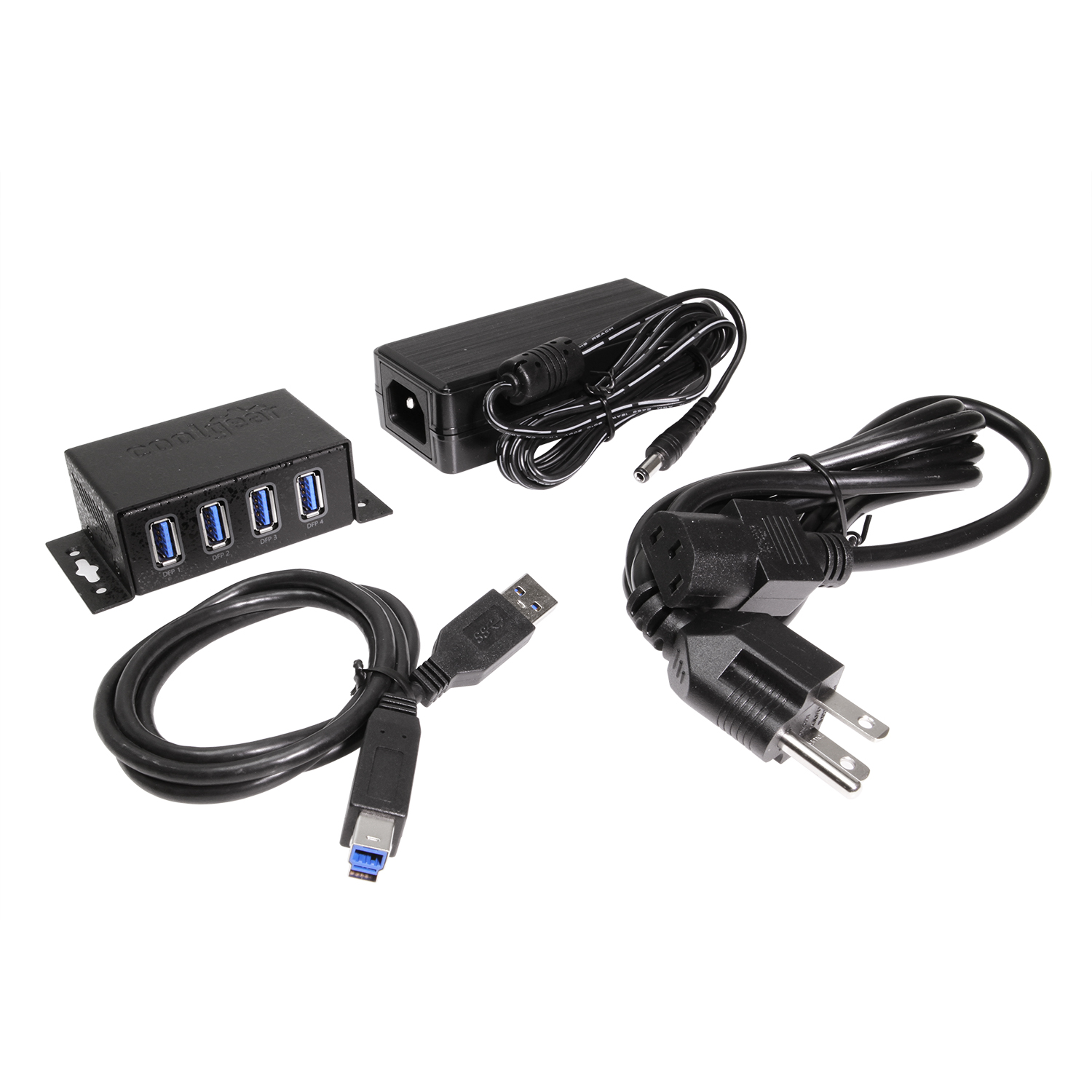 4 Port USB 3.2 Gen 1 Mini Powered Hub w/ ESD Surge Protection & Power  Adapter