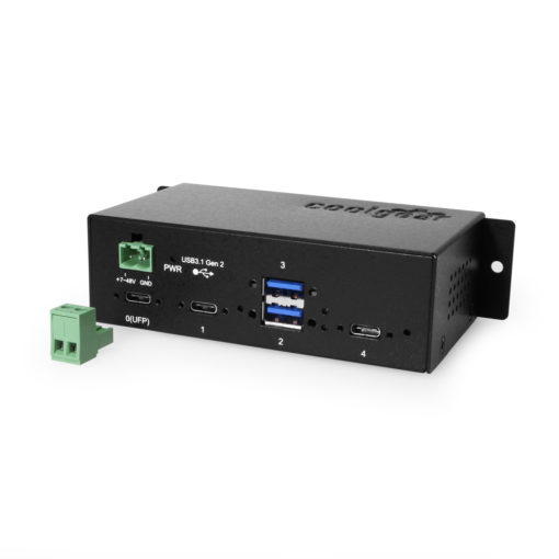 4 Port Industrial USB 3.2 Gen 2 Type-C Hub w/ Screw-Locking Ports & Status LEDs