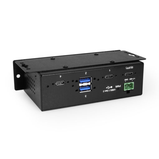 4 Port Industrial USB 3.2 Gen 2 Type-C Hub w/ Screw-Locking Ports & Status LEDs