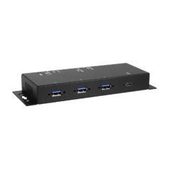 4 Port USB 3.2 Gen 1 Mini Powered Hub w/ ESD Surge Protection & Power Adapter