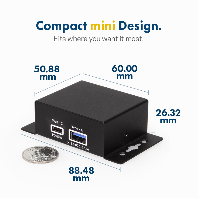 Mini Caricatore da Auto USB-A e USB-C™ Ricarica rapida 38W Metallo