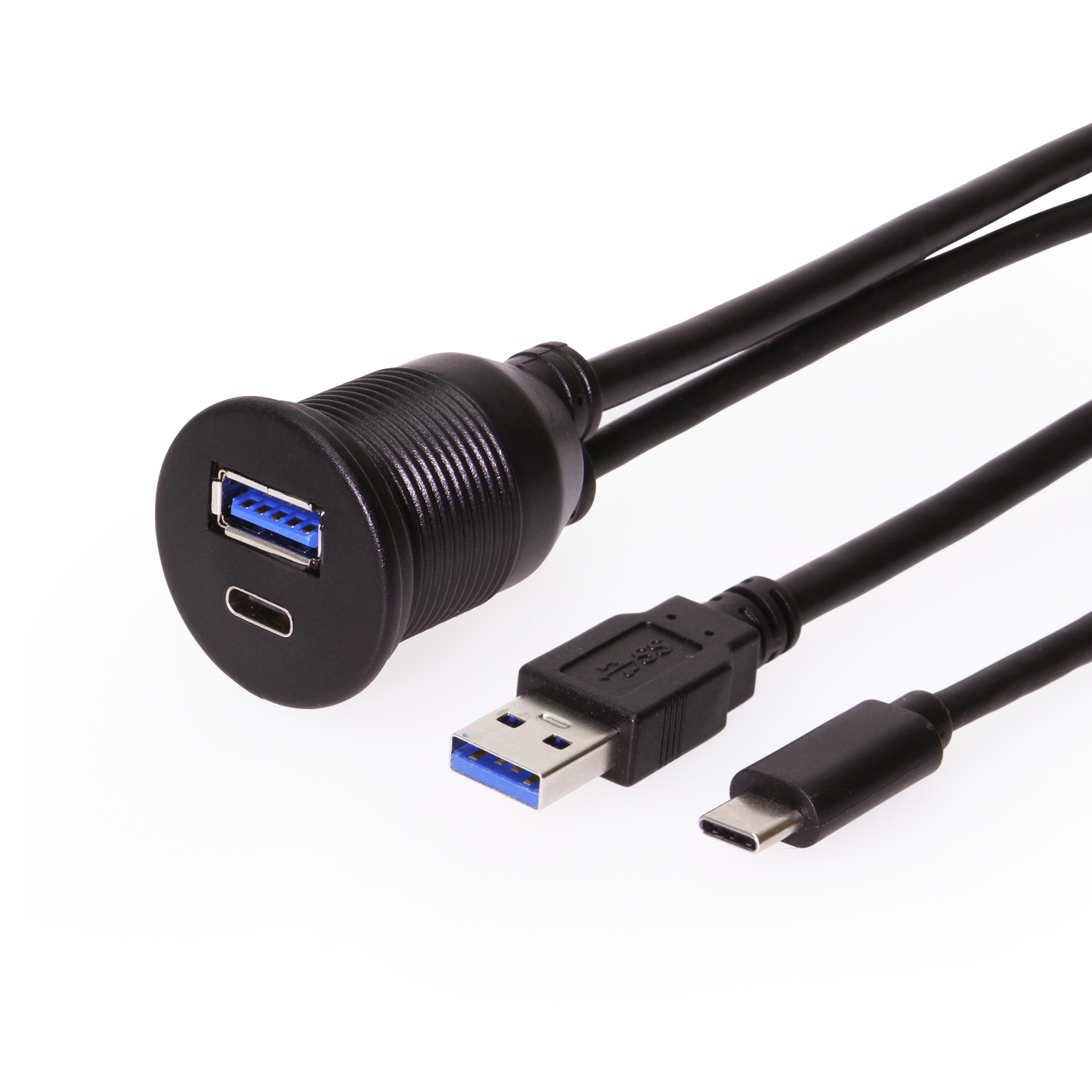 USB Panel Mount Extension 1 x Type C 3.0 and 1 x USB 3.0 A Male to Female  Cable - Coolgear