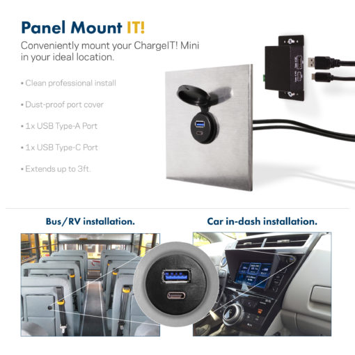 USB Panel Mount Extension 1 x Type C 3.0 and 1 x USB 3.0 A Male to Female Cable