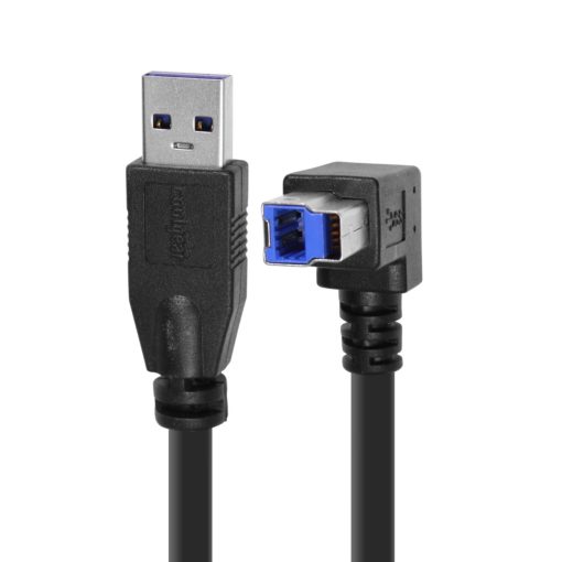 5ft. USB 3.0 A to Left Angle B Male Cable, Black, 28/24AWG