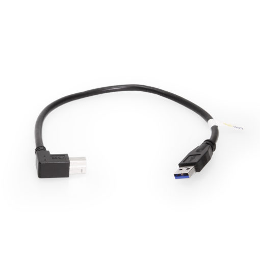 1ft. USB 3.0 A to Left Angle B Male Cable, Black, 28/24AWG