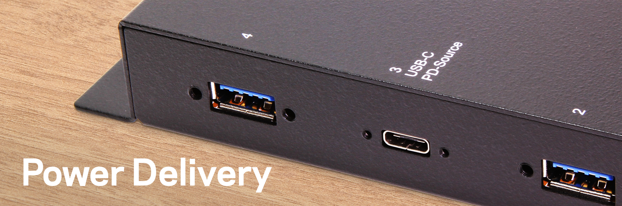 4 Port USB 3.2 Gen 1 Type-C Power Delivery Hub w/ ESD Surge Protection & USB-C Upstream