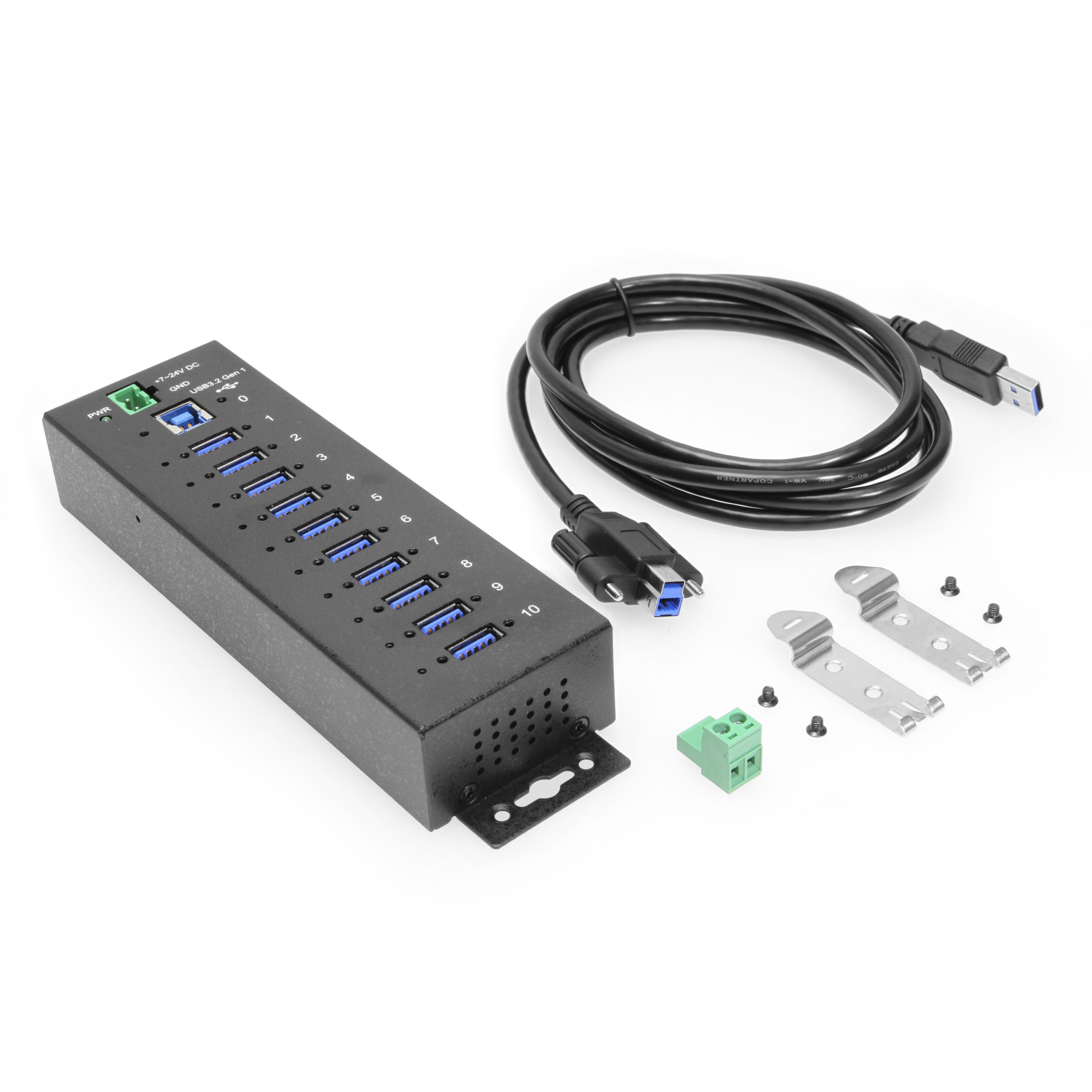 10 Port Managed USB 3.2 Gen 1 Hub w/ 15KV ESD Surge Protection