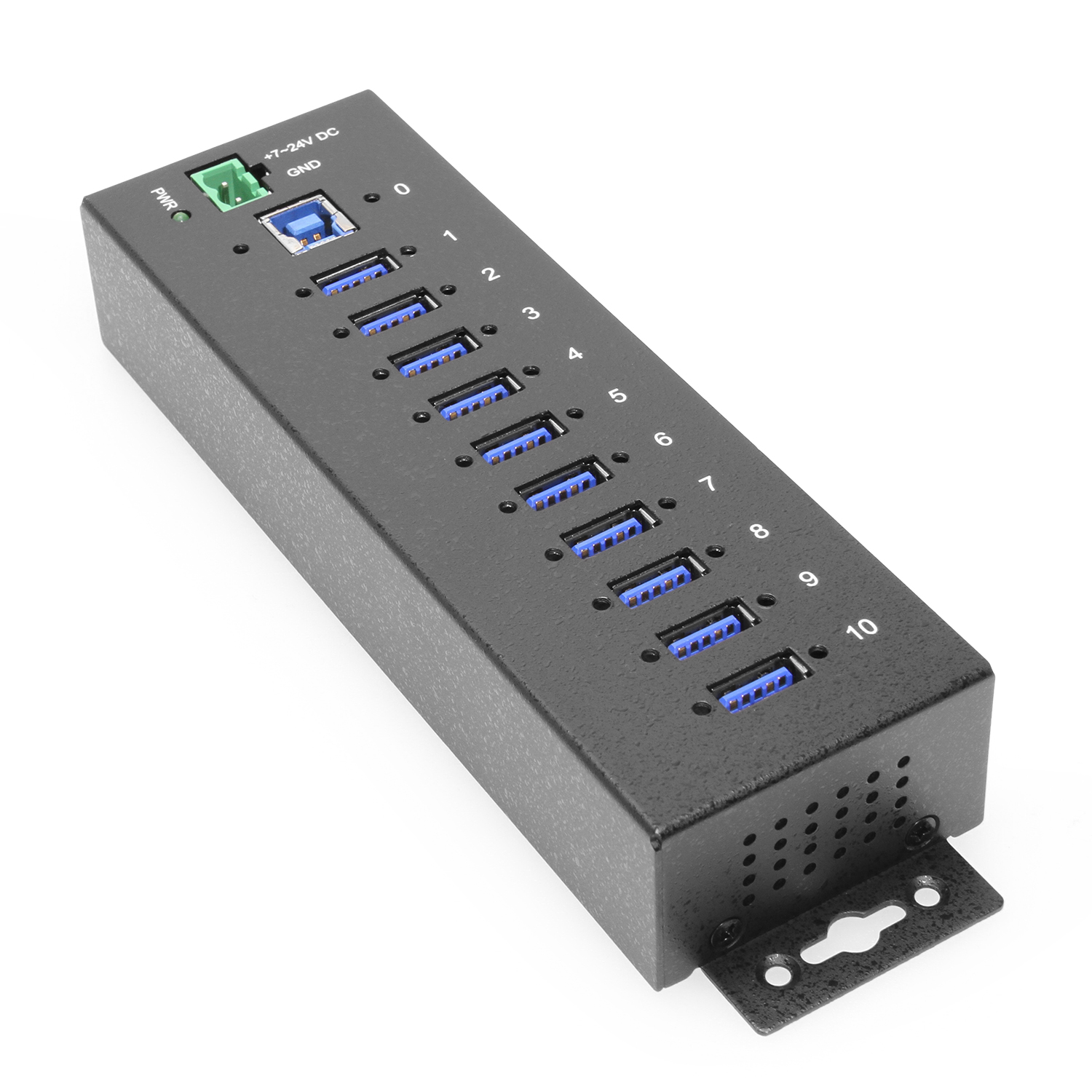 10 Port USB 3.2 Gen 1 Hub integrated Surge Protection w/ Din Rail Mounting Kit Coolgear