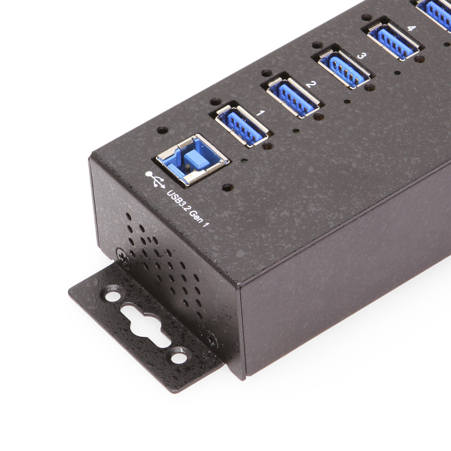 USB 3.0 7 Port Industrial Metal Hub w/15KV ESD Protection & Mounting