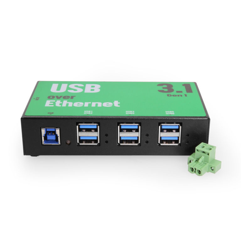 6 Port USB 3.2 Gen 1 Over IP Network Device Sharing Hub w/ Port Status