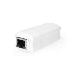 Side view of Ethernet port on PoE adapter