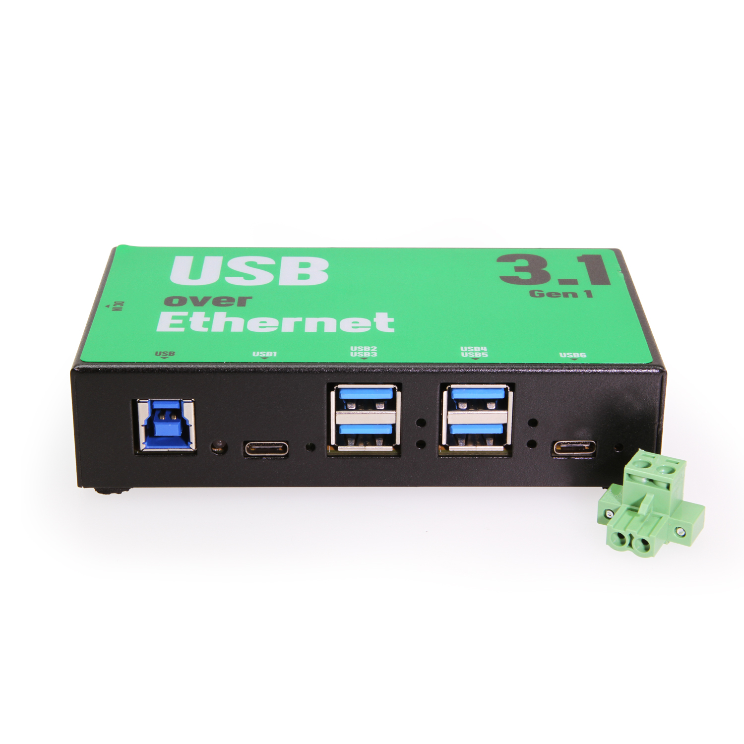 6 Port USB 3.2 Gen 1 Over IP Network Device Sharing Type-C Hub Port Status LEDs - Coolgear
