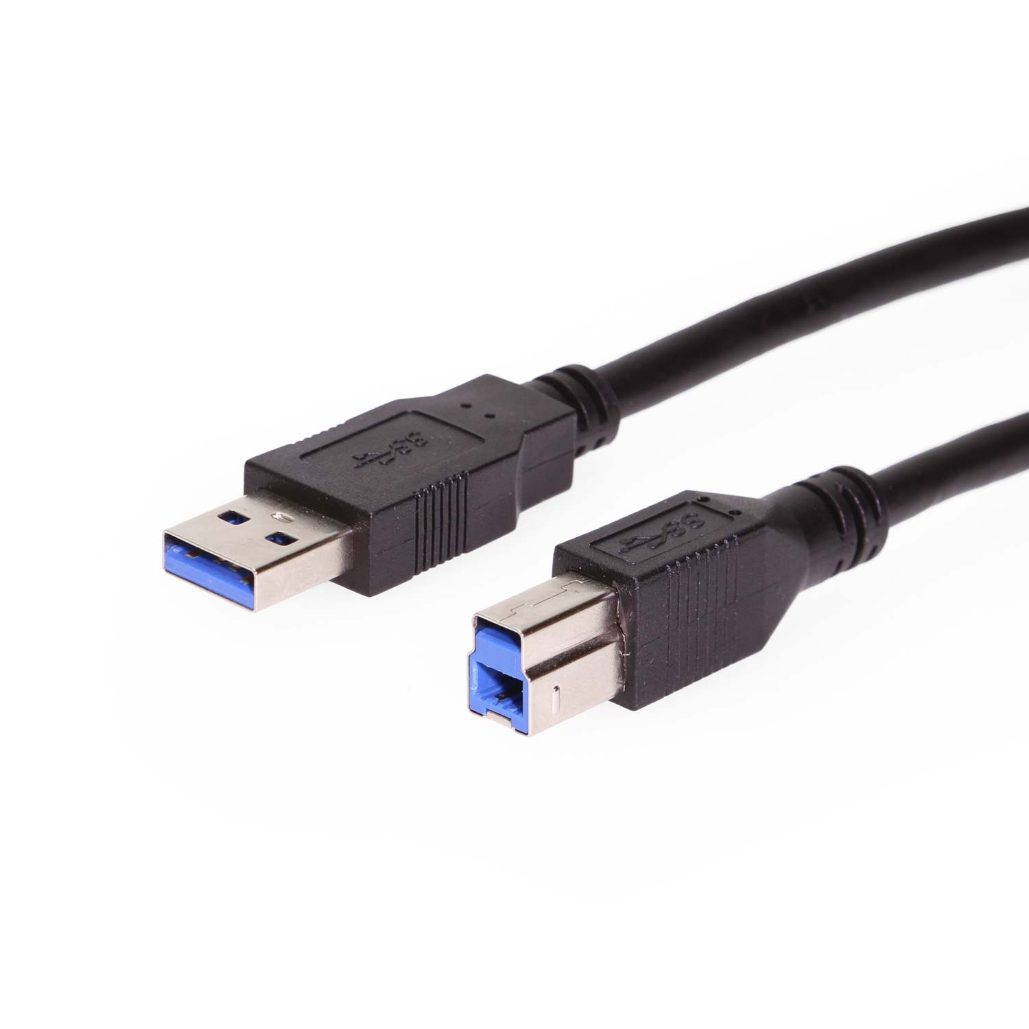 1ft. USB 3.0 A to Left Angle B Male Cable, Black, 28/24AWG