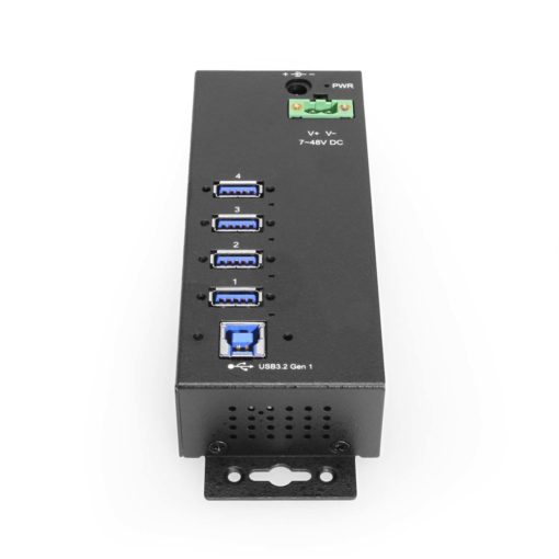 4 Port Managed USB 3.2 Gen 1 Hub w/ 15kV ESD Surge Protection & Vertical Port Orientation