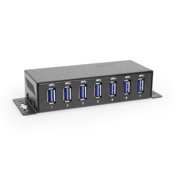 7 Port USB 3.2 Gen 1 Mini Powered Hub w/ ESD Protection & Power Supply