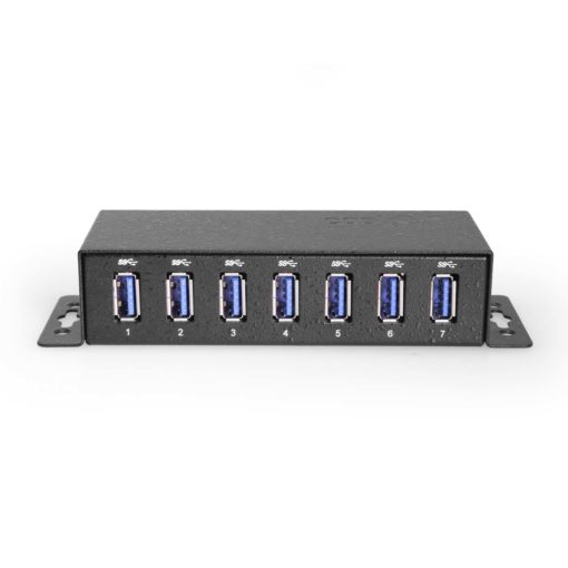 7 Port USB 3.2 Gen 1 Mini Powered Hub w/ ESD Surge Protection & Power Adapter