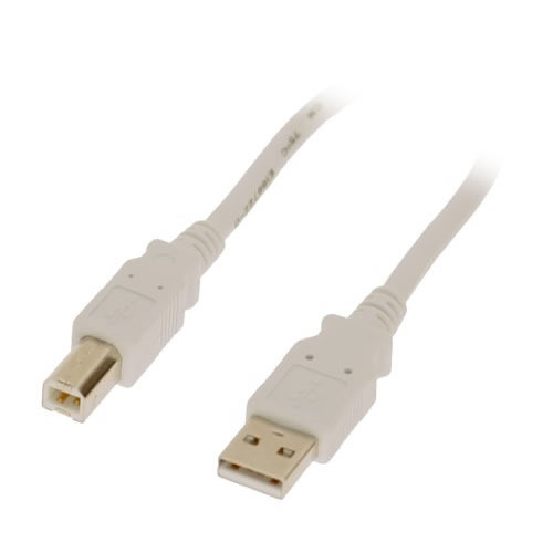 3ft White USB 2.0 A to B Device Cable